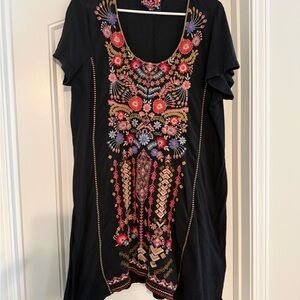 Johnny Was Black Tshirt Dress